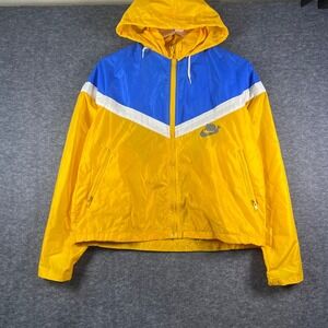 Vintage Nike Sportswear Windbreaker Jacket Yellow Blue Colorblock Womens Medium